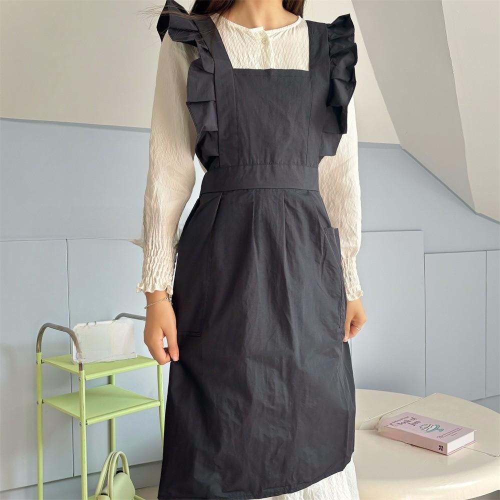 Waterproof Cotton Sleeveless Apron With Floral Edges For Cooking And Art Projects
