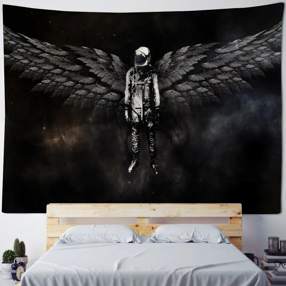 Черно-белые цветные крылья Декоративный гобелен Украшение стены для дома Офис Гостиная — фото 11