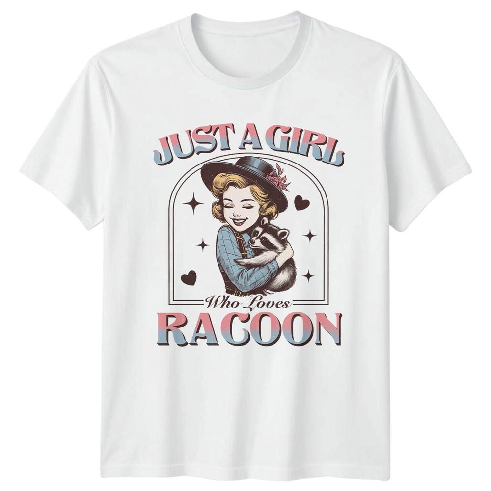 Just A Girl Who Loves Raccoon Cute Animal Lover TShirt S