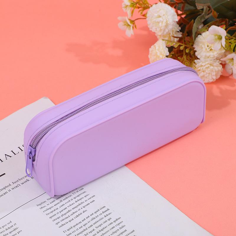 Colorful Silicone Pencil Case Waterproof Large Capacity Pouch Pen Bag Korean Aesthetic Stationery for Girls Kids School Supplies