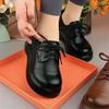 2025 Spring, Summer and Autumn New Lace-up Single Shoes Soft Leather Muffin Thick-soled British Style Round Head Women's Shoes Soft-soled Casual Shoes