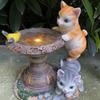 Cute Cat Ornaments Solar Lights Waterproof Cartoon Two Cat Sculpture Resin Figurine LED Lamp Home Outdoor Garden Yard Decoration