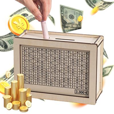 1000/2000/3000/5000/10000 Wooden Cash Saving Box Diy Piggy Bank Money Box With Saving Goal Money Storage Box Wooden Handicrafts