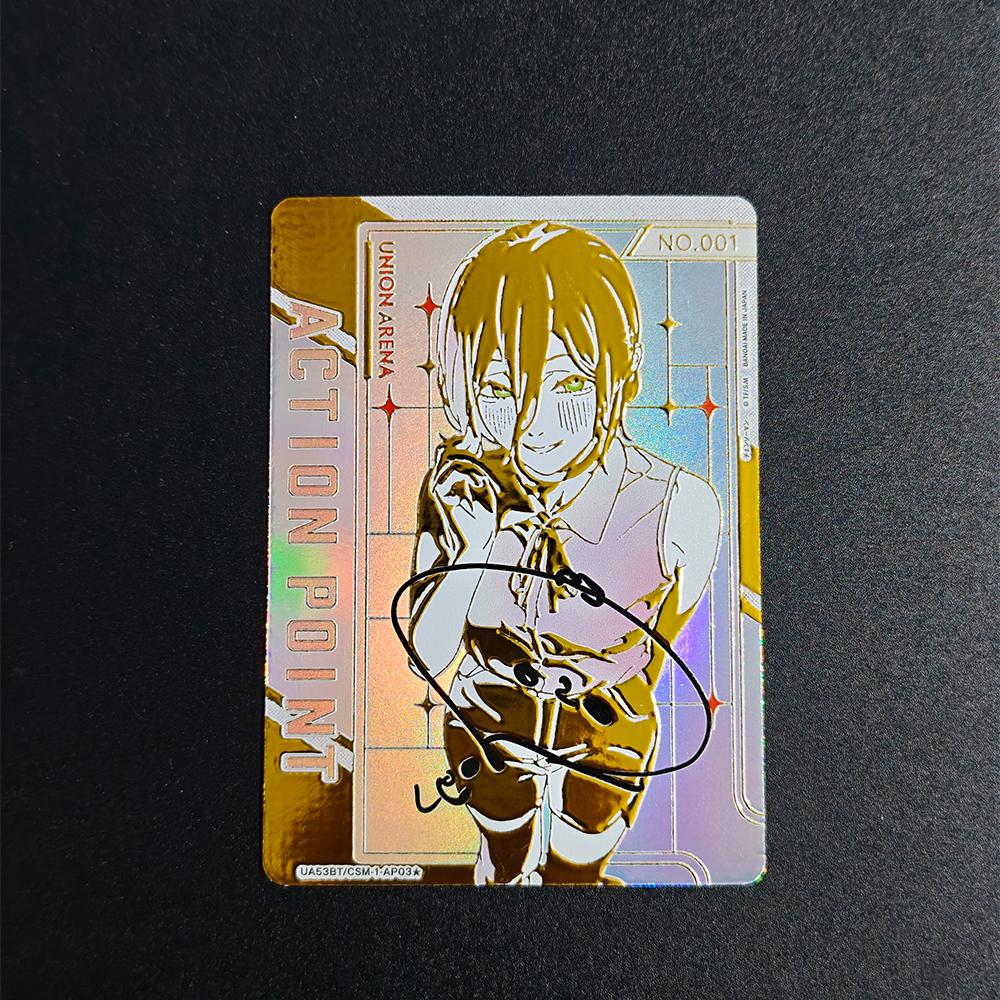 Anime Union Arena Collection Card Chainsaw Man Denji Makima Action Point Signature Card Gold Stamping Refractive Color Flash