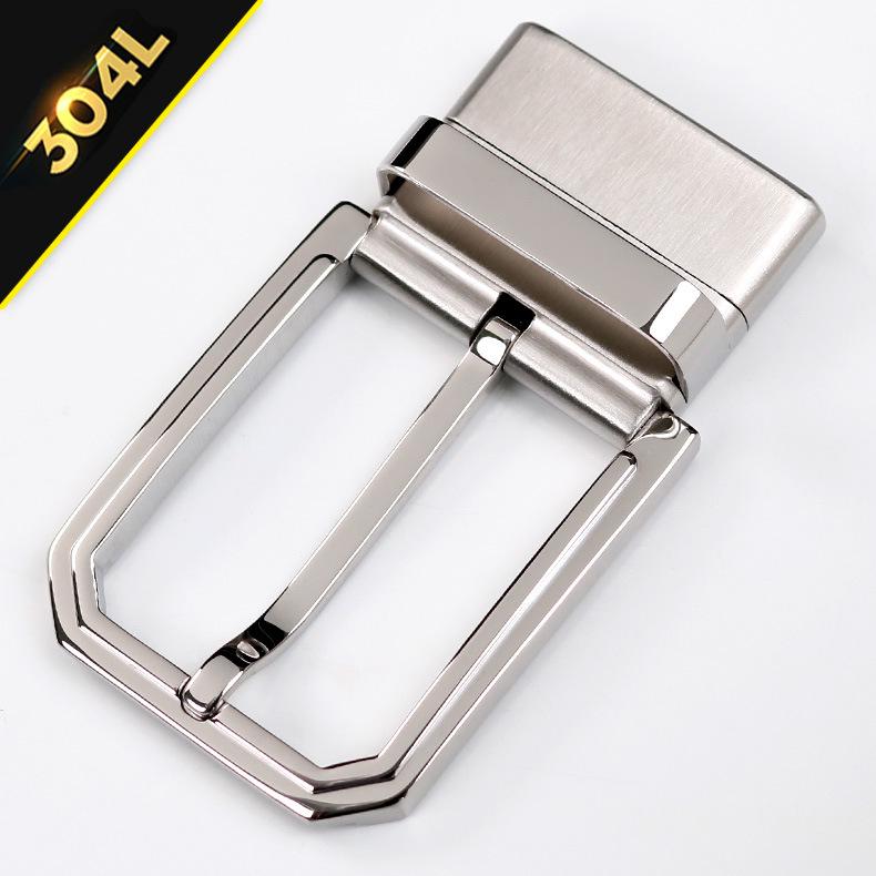 Men's Stainless Steel Double-Sided Rotating Pin Buckle for Perforated Belts