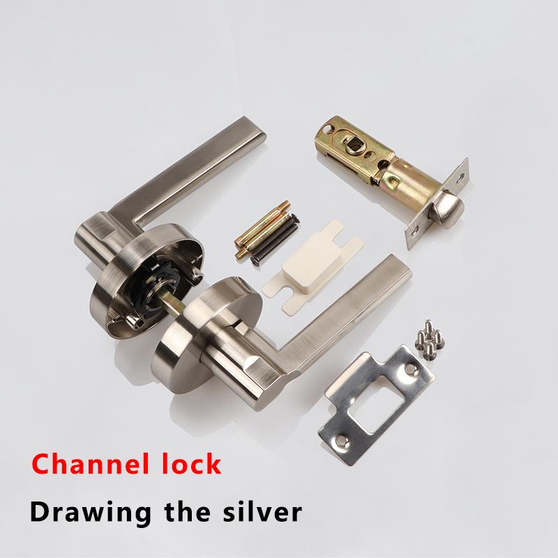 Door Lock Household Universal Silent Toilet Indoor Bedroom Lock Three-bar Handle Lock Old-Fashioned Spherical Round Door Lock Other