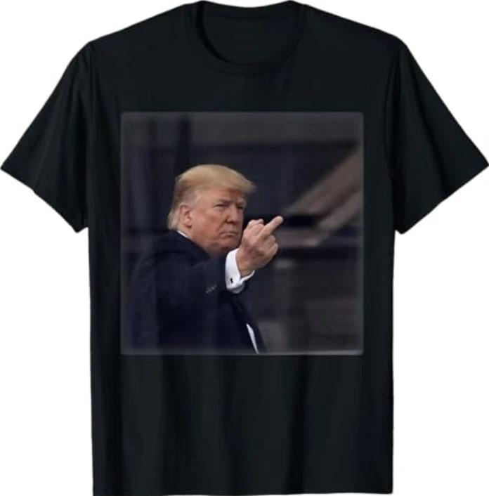 Trump Middle Finger 2026 Meme Funny Men Women 100% Cotton T-shirt Mens Tees Top XL