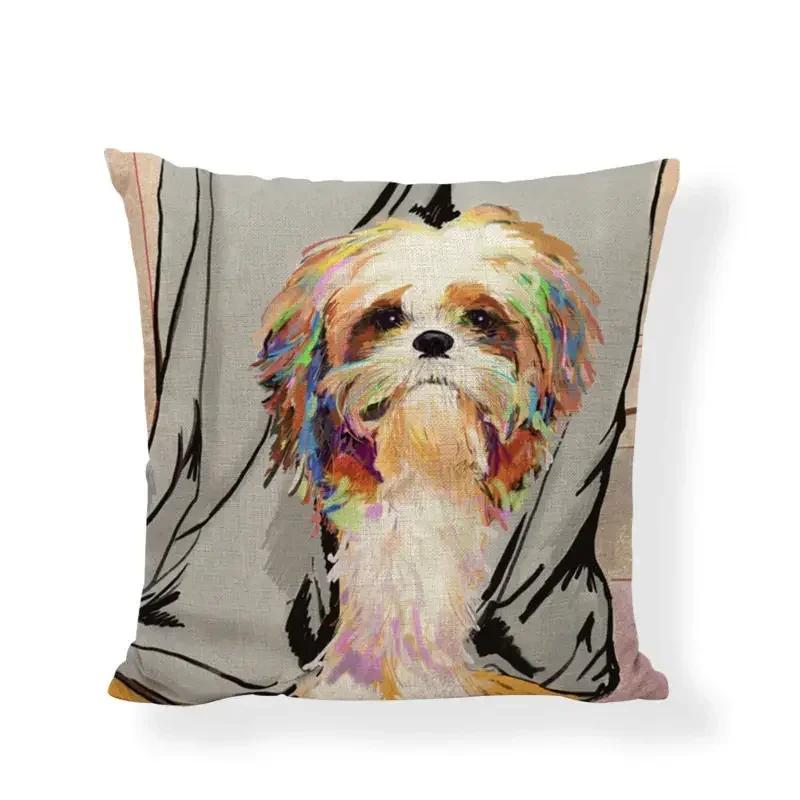 Cartoon Cute Dog Oil Double-Sided Printed Pillow Cover Short Plush Suitable Living Rooms Bedrooms Sofas Throw Cushion Cover