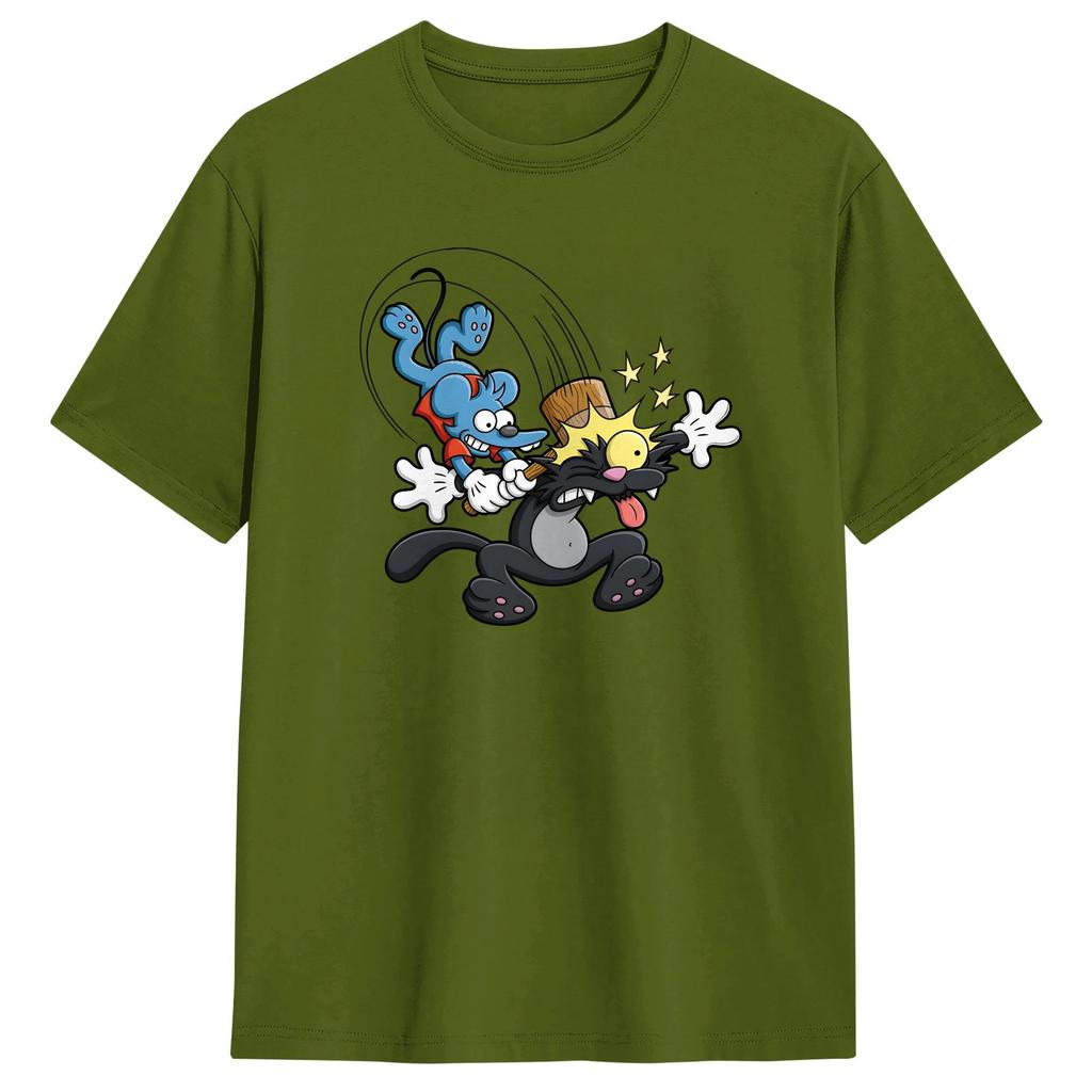 Itchy And Scratchy T Shirt Summer Cotton Tshirts For Men Trending Custom Logo Tee Shirt Shortsleeve Vintage Top Tees