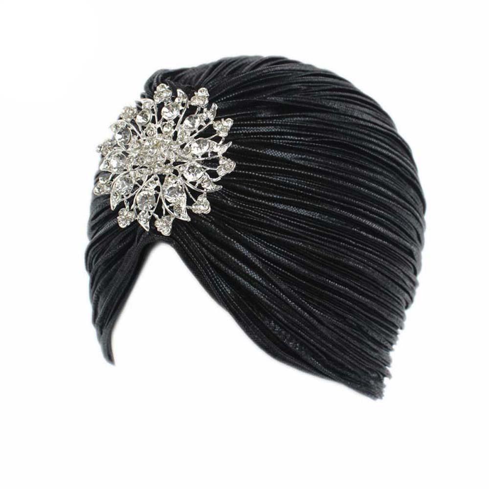 Ethnic Style Pleated Women Turban Cap Chemo Cap African Hat Luxury Indian Hat Bandana Headwear Elastic Beanies Autumn Spring