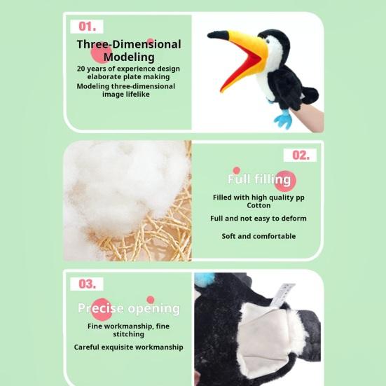 Plüsch Papagei Handpuppe mit beweglichem Mund Interaktives Zootier Spielzeug für Kinder Erwachsene Weich Stofftier