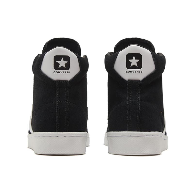 Converse Cons Pro Leather Classic Versatile Casual Non-slip Wear-resistant High-top Skate Shoes Unisex Pure Black