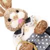 Artificial Bunny Statues Crafts with Clothes Standing Straw Easter Rabbit Decor for Desktop Gifts
