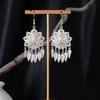Bohemian Ethnic Miao Silver Tassel Earrings with Butterfly, Peacock, and Flower Design for Women – Long Dangle Jewelry for Travel Photos.