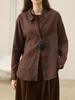 Green 100% Linen Women's Loose Long Sleeve Shirt for Early Autumn Wear