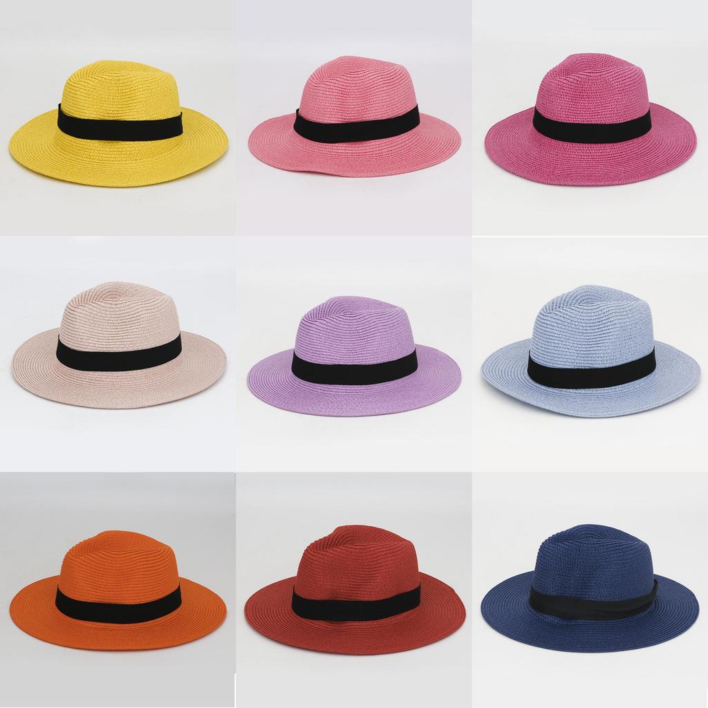 Foldable Colorful Summer Straw Hat Square Buckle Outdoor Beach Travel Breathable