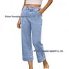 European & American Women's Versatile Loose Cropped Jeans with Pockets