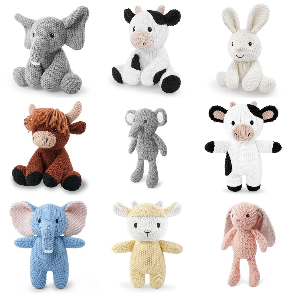 Brinquedo de Pelúcia Elefante de Tricô Para Bebê Conforto Presente Para Crianças