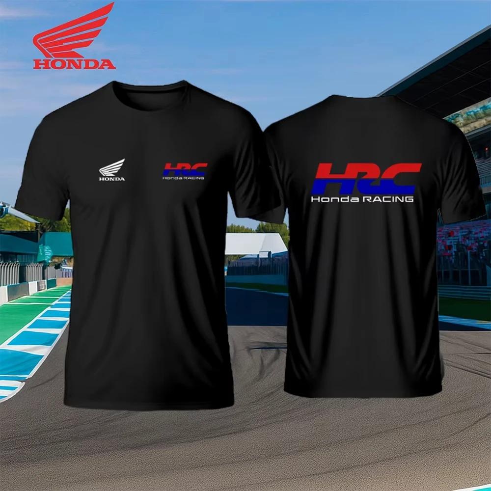 Oversized Short-Sleeve T-Shirt Featuring the Honda Wing Emblem and "HRC Honda Racing" Badge on the Front