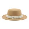 Top Hat Short Brim Hepburn Style British Style Small Round Tibetan High-end Jazz Hat Versatile Flat Top Felt Hat Pearl Premium New