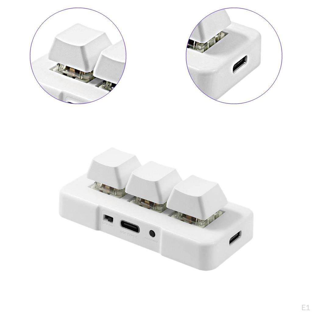 3 Keys Keypad RGB Light Cut Copy Paste Shortcut Programmable for Video Game