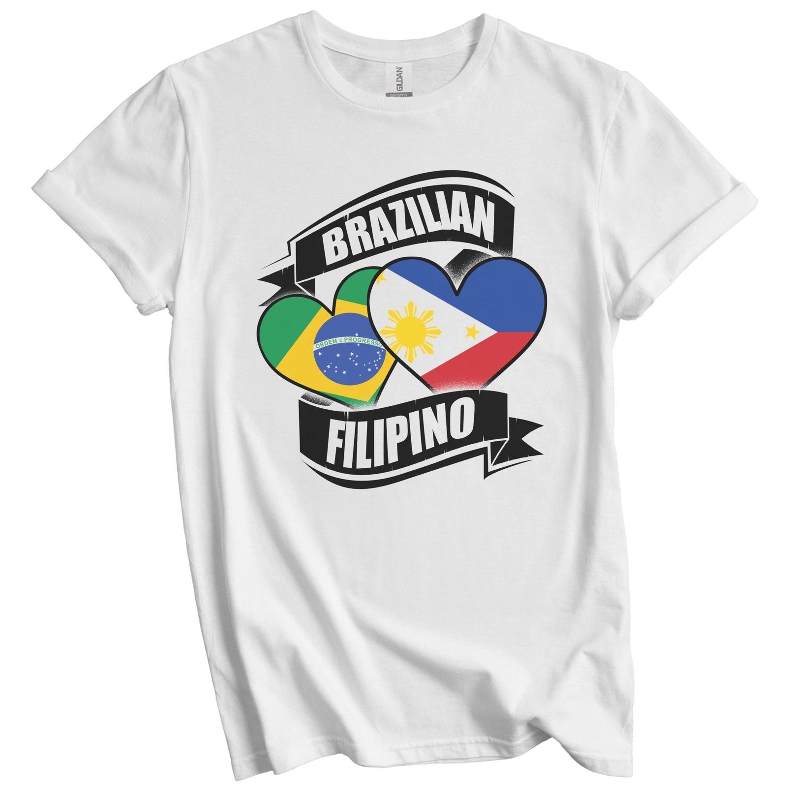 Brazilian Filipino Hearts Brazil Philippines Flags T-Shirt 2XL
