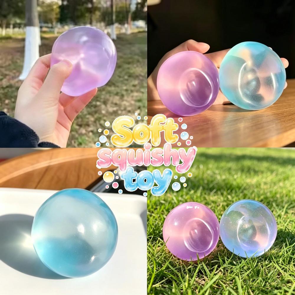 @ Blue Purple Soft Elastic Squishy Toy Cute Pressure Resistant Fidget Toy Simulation Ball Transparent Ball Stress Relieving Toy