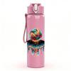 1PC Volleyball Fire Explosion Art Print 750ml Color Plastic Sports Water Bottle Leakproof Flip Straw Lid Suitable for Sports Office Home Use
