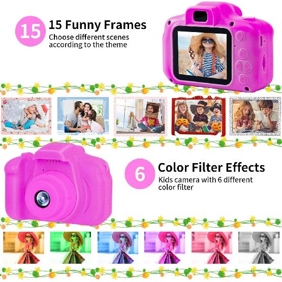 Kids Camera Underwater Waterproof Digital Camera for Kids 2 Inch IPS Screen 1080P HD Kids Video Action Camera for 3 4 5 6 7 8 9 10 Year Old Girls