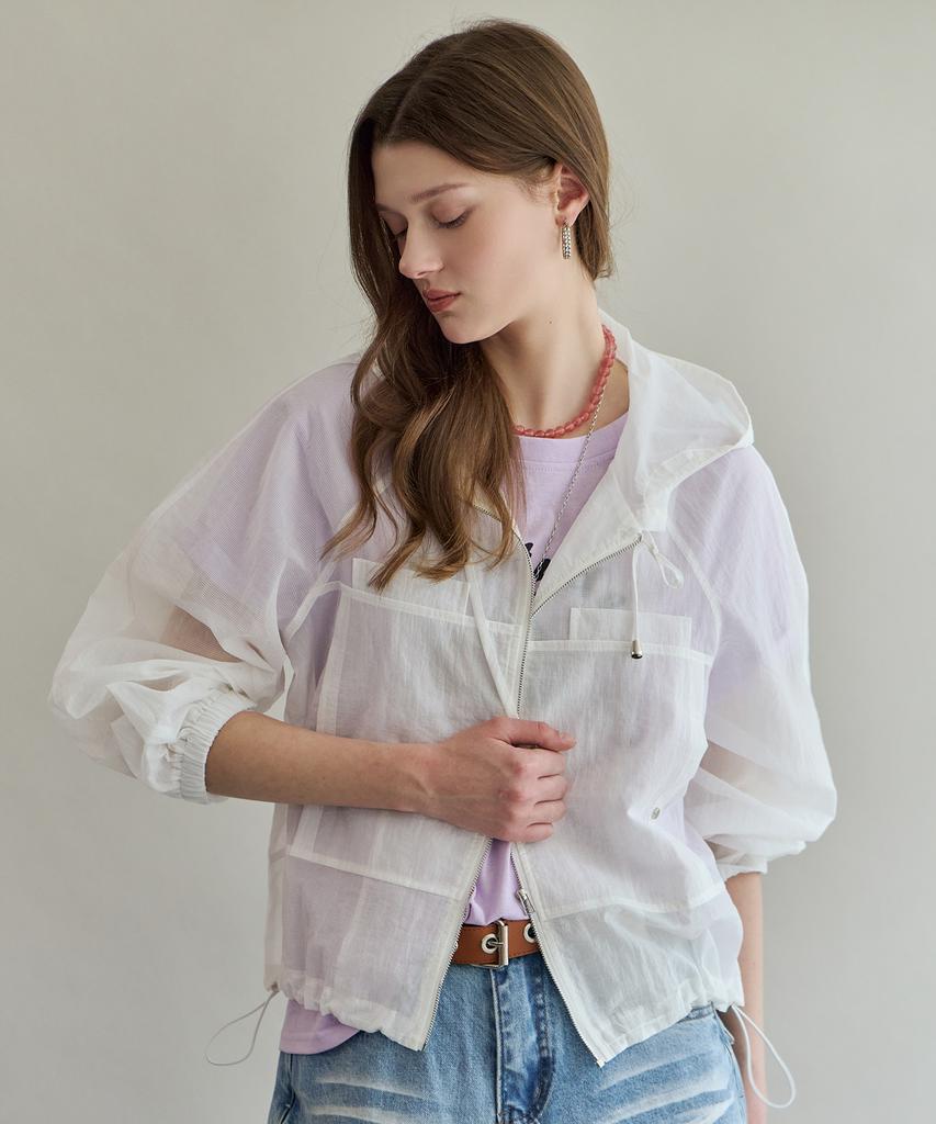 Maxza Sheer Hooded String Wind Jumper