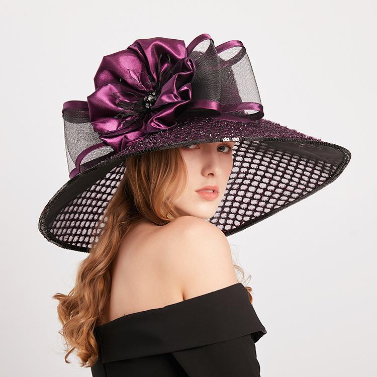 Eugen Yarn Hat Women'S Summer Bright Silk Flower Sun Protection Big Edge Hat Fashion Versatile Beach Hat Cool Hat Tide