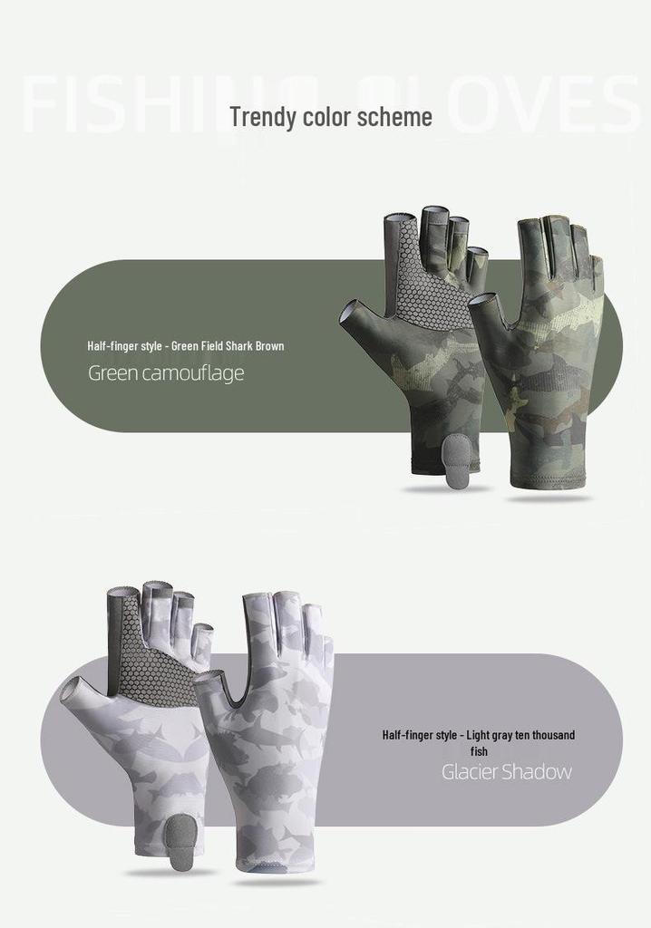 Herren Rutschfeste Elastische Halbfinger-Fischerhandschuhe - Sonnenschutz & Atmungsaktive Eis-Seide