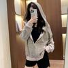 Women S Striped Zip Up Loose Fit Hooded Sweatshirt