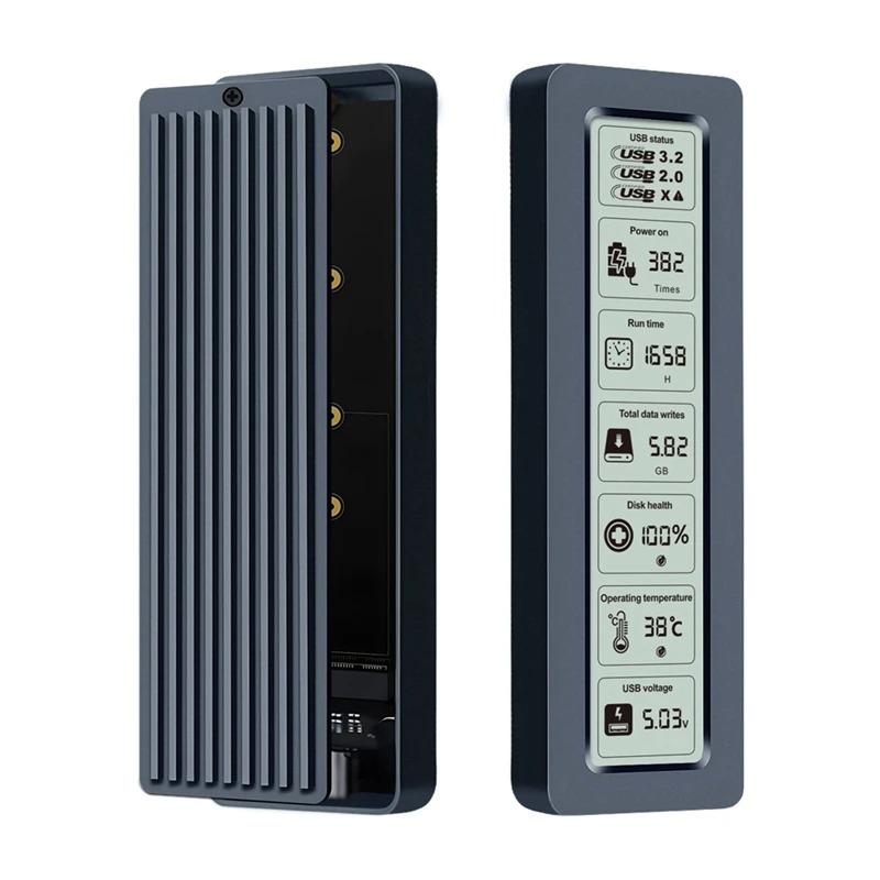 M.2 NVMe SATA SSD Enclosure Dual Protocol Smart SSD Case with Display Screen USB 3.2 Gen 2 10Gbps SSD Adapter for PC NVME PCIE NGFF SATA SSD Disk Box