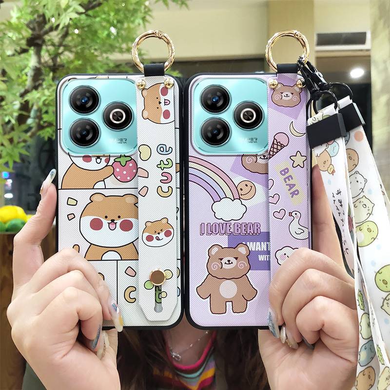 Waterproof Wristband Phone Case For ZTE Blade A75 4G/Z2359 Anti-dust Kickstand Durable Dirt-resistant Phone Holder Cute