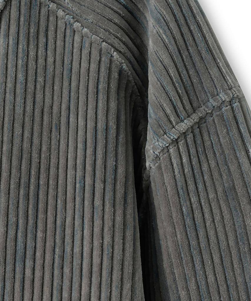 NOIRER Two-Tone Velvet Ribbed Structure T-Shirt (Blue-Gray)