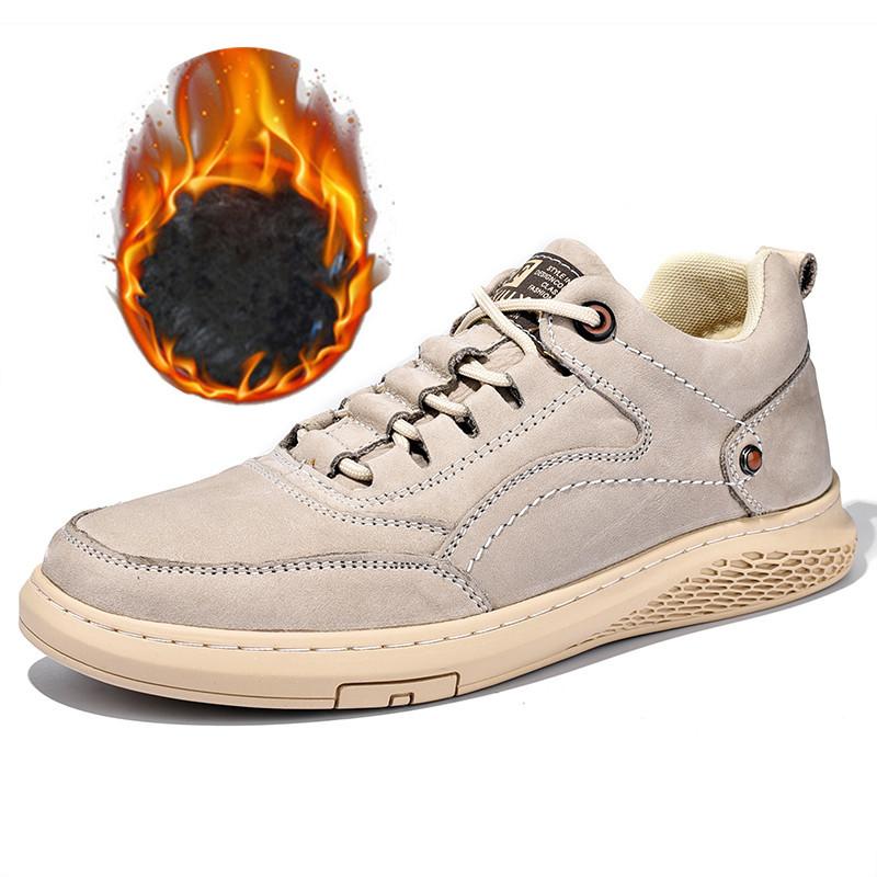 Fashion Men's Genuine Leather Shoess Lace Up Trend Comfortable Men Shoes Outdoor British Fashion Men High Top Sneakers Moccasins Men