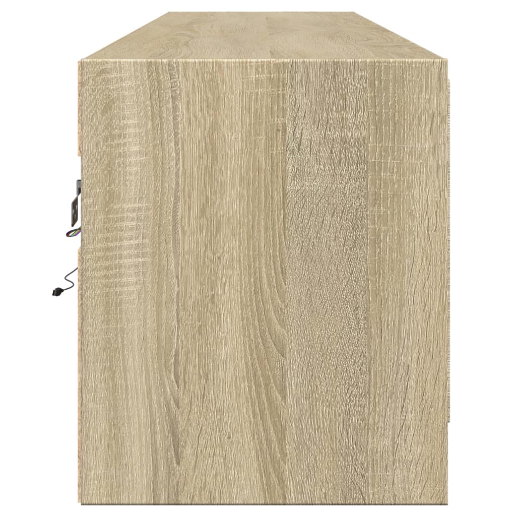 TV Wall Cabinet with LED Lighting Sonoma Oak Finish 180 X 31 X 38 Cm