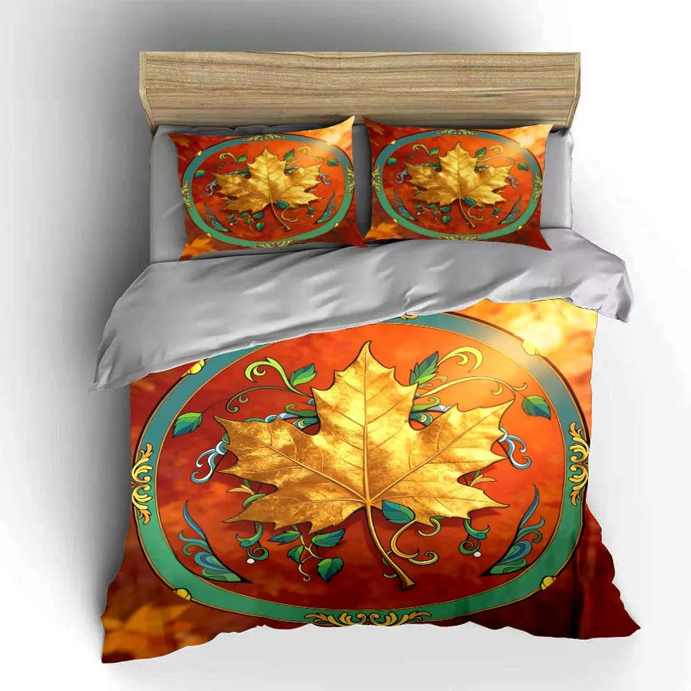 Autumn Leaves Decorative Set Soft Comfortable Duvet Cover Bedding Set Included 1*Duvet Cover & 2*Pillowcases gift