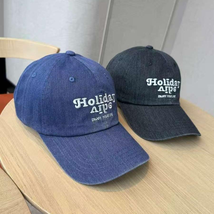 Fashion Hat Korea Dongdaemun Embroidery Holiday Cap Men's and Women's Wide Brim Shade Versatile Baseball Cap