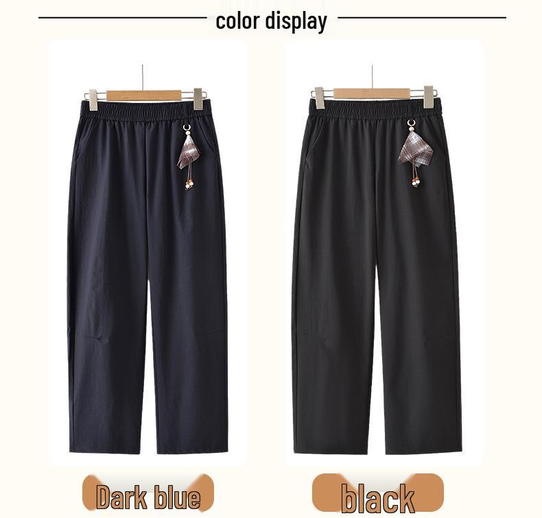 2026 New High-Waisted Elastic Straight-Leg Summer Pants for Middle-Aged Moms