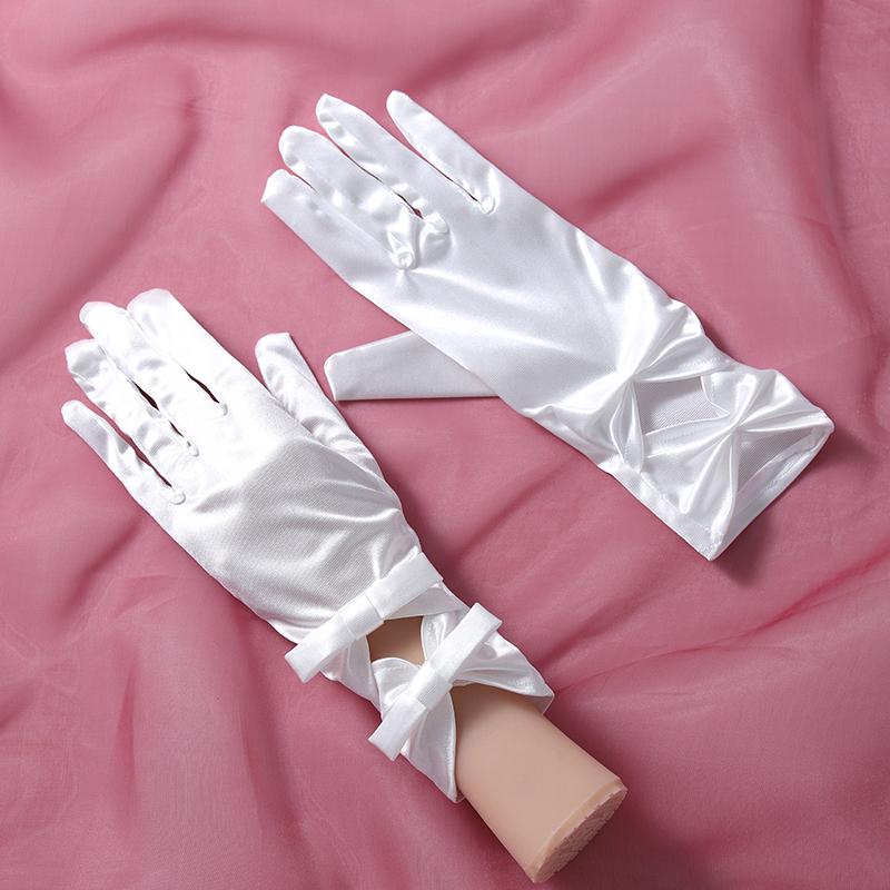 Hochzeit Braut Handschuhe Reine Damen Weiß Satin Handgelenk Länge Hochzeit Party Prinzessin Handschuhe