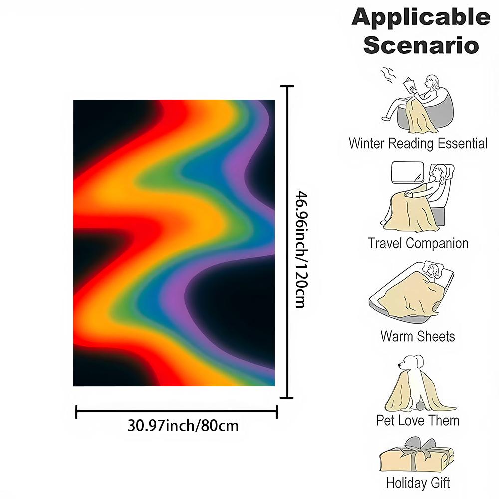 Soft & Cozy Abstract Rainbow Fluid Print Throw Blanket - Versatile for Office Naps, Home Use, Camping | Easy Care, Machine Washa