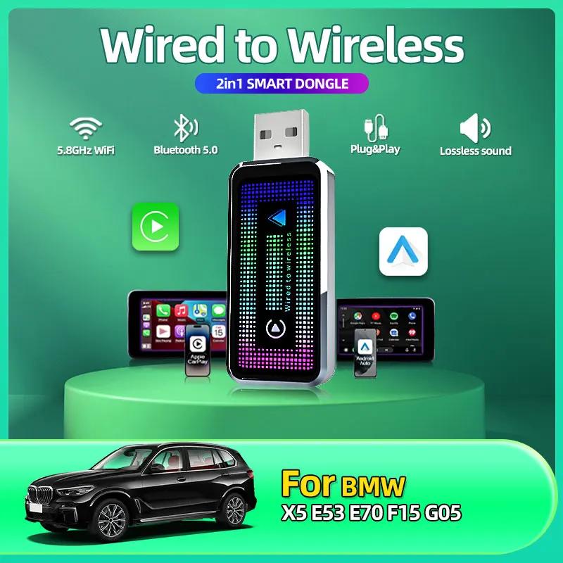 

2in1 Wireless CarPlay Android Auto Wireless Smart Dongle Mini Box Plug And Play For BMW X4 F26 G02 Car Accessories Tools чёрный