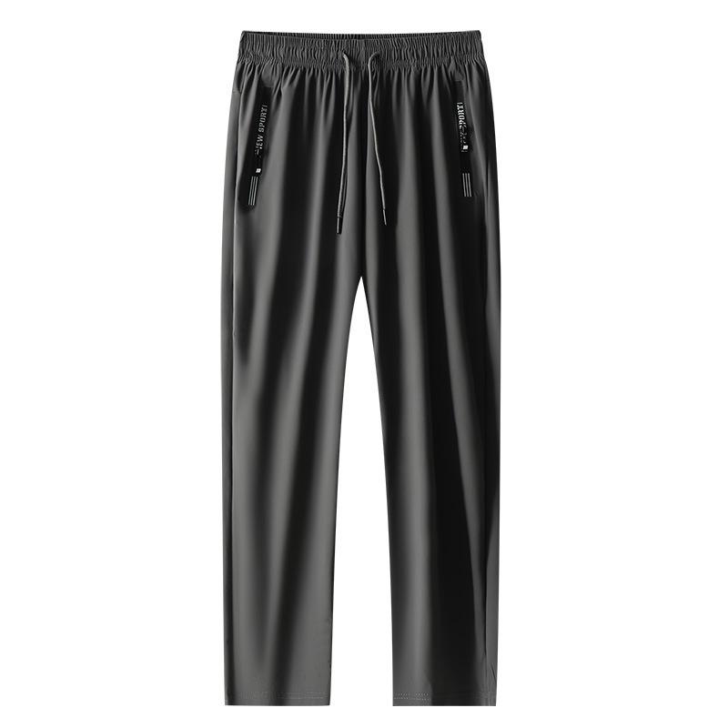 Men's Plus Size Quick-Dry Ice Silk Joggers - High Elasticity, Straight Leg, Sun Protection.