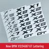 Insignias y Pegatinas Negras para Modelos BMW X1-X6: Matrículas GT, Emblemas Traseros, Emblemas Laterales, Pegatinas de Cola