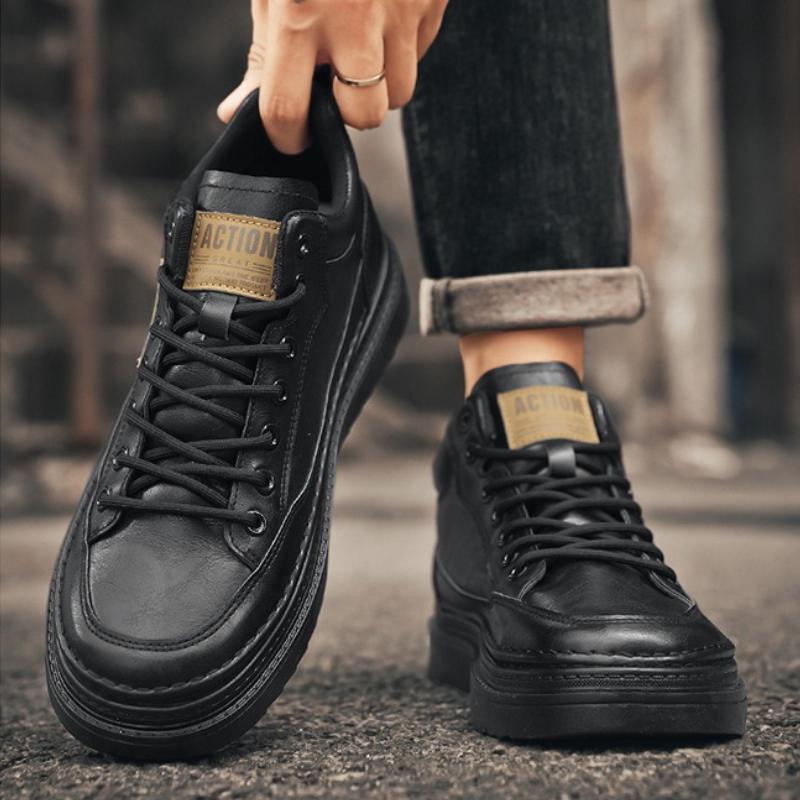 High-top Men Shoes Fashion British Style Men Ankle Boots Versatile Platform Casual Leather Shoes Designer High Quality Men Boots