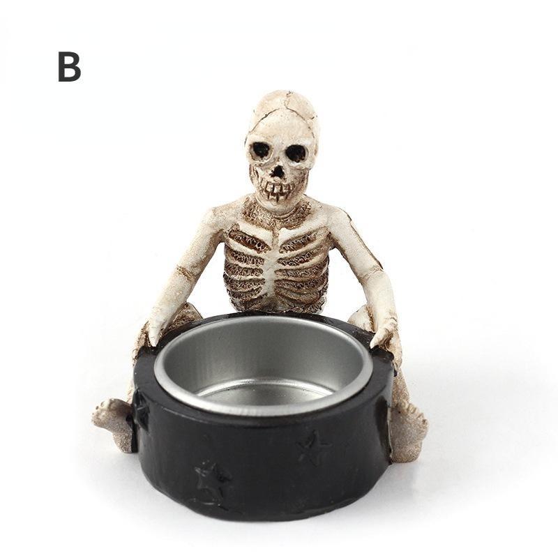 

Прочный полимерный подсвечник в виде черепа, винтажный подсвечник в виде скелета, чашка для чайной свечи для украшения дома и вечеринки, домашний декор для Хэллоуина