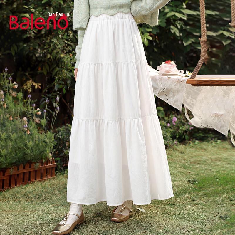 Baleno Women s White Tiered Maxi Skirt One Size
