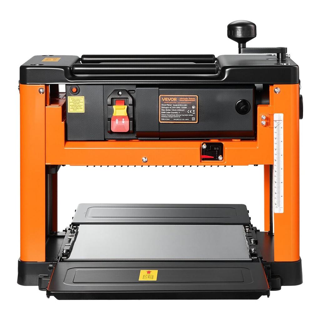 Dickenhobel, Dreimesser, 330 mm Arbeitsbreite, Leistungsstarker Tischhobel, 2000 W 23500 U/min Starker Motor, Doppelwalzen, Überlastschutz, Einzel